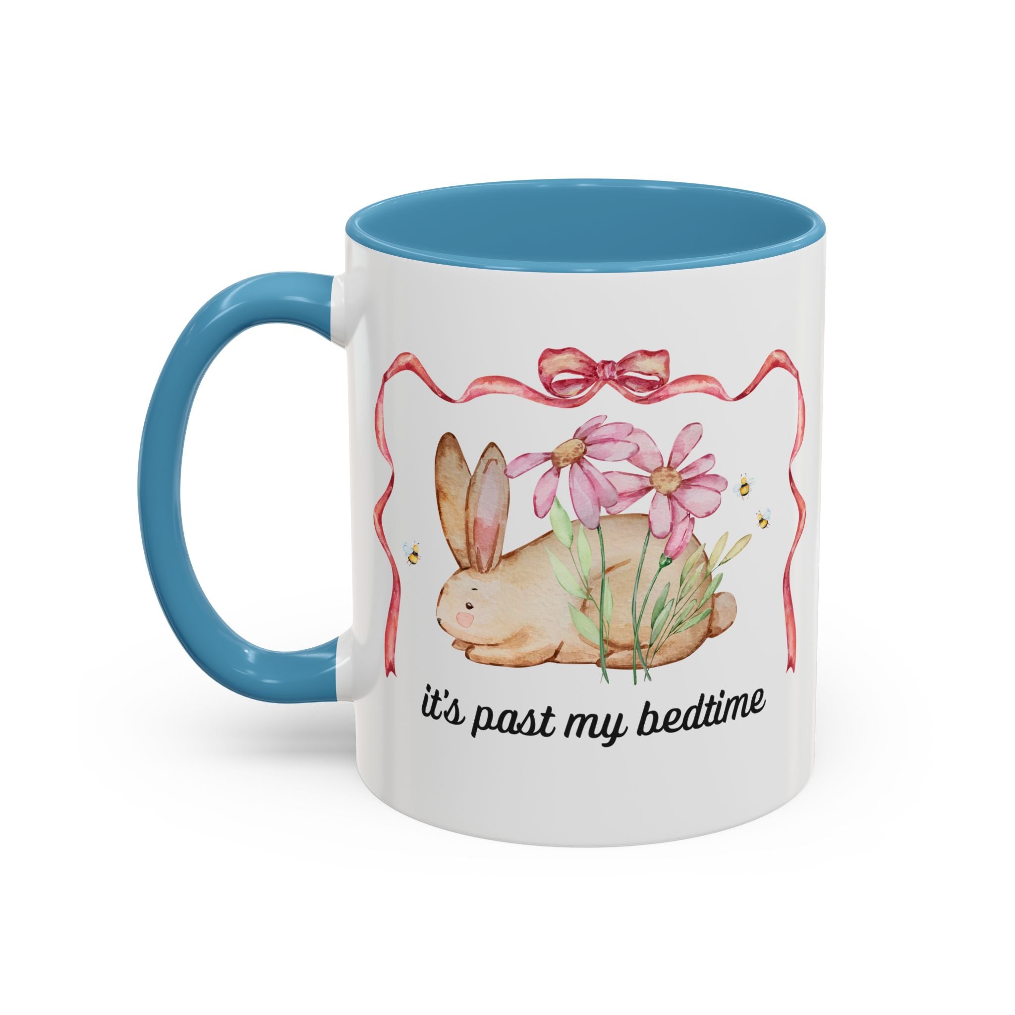 It's Past My Bedtime Bunny Ceramic Mug 11oz Light Blue Mug Opal and June
