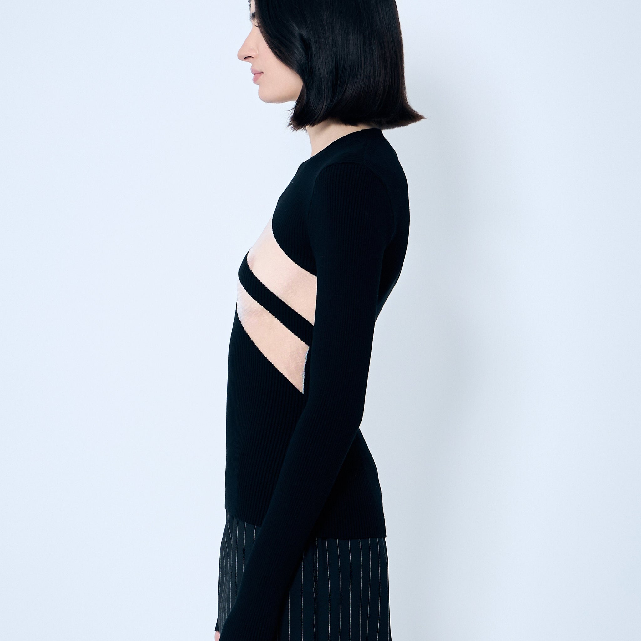 Jean Paul Gaultier Women Rib Sweater With Transparent Panels
