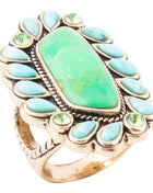 Legacy Lime Green and Blue Turquoise Golden Statement Ring