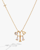 Libra Zodiac Charm Cluster Necklace