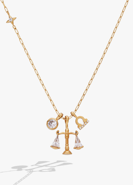 Libra Zodiac Charm Cluster Necklace