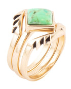 Aztec Lime Green Turquoise Golden Ring Set