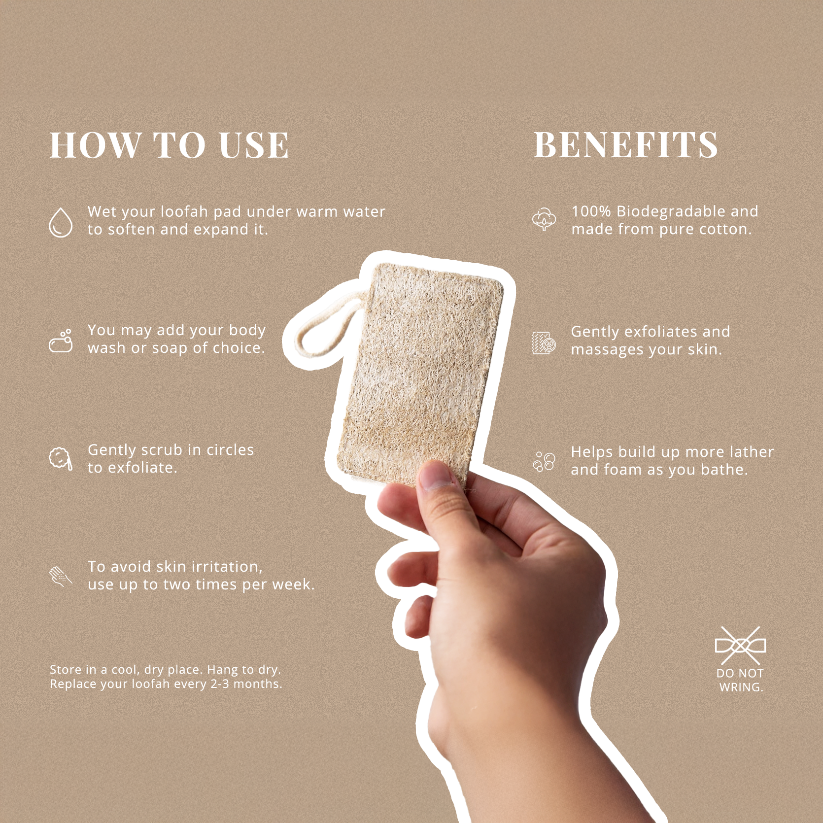 Natural Cotton Fiber Loofah (Set of 2) Selfcare J and L Naturals