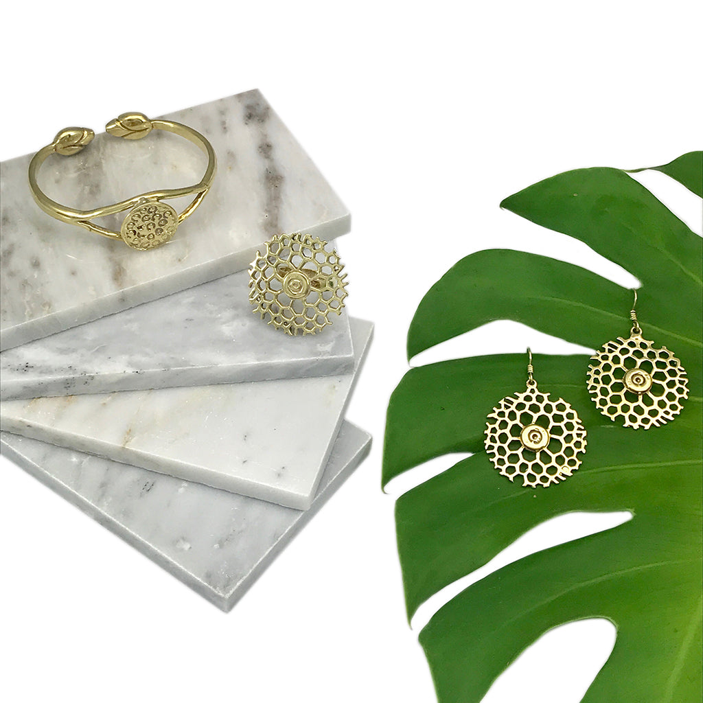 Lotus Cuff Handcast Polished Artisan Bracelet - Symbolic Rebirth From Cambodia