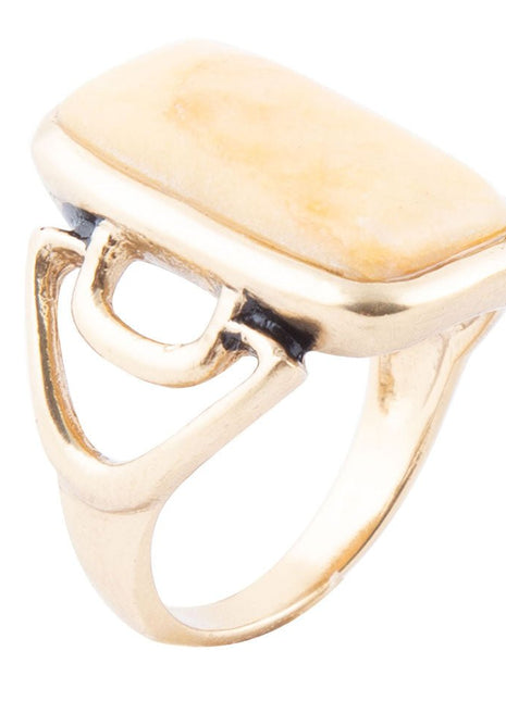 Luster Yellow Agate Golden Statement Ring