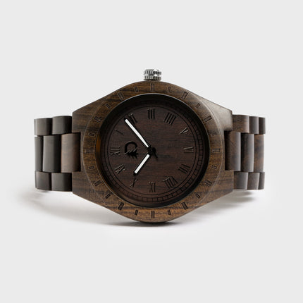 Mens Deep Walnut Wood Watch, A Minimalist Vintage Design