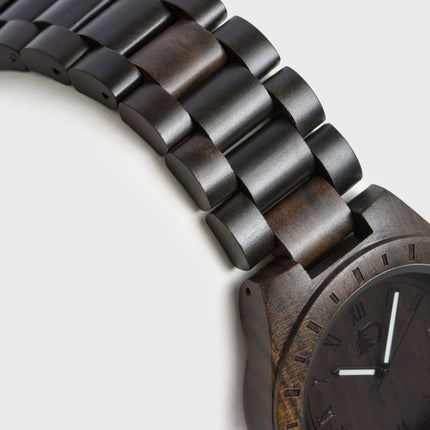 Mens Deep Walnut Wood Watch, A Minimalist Vintage Design