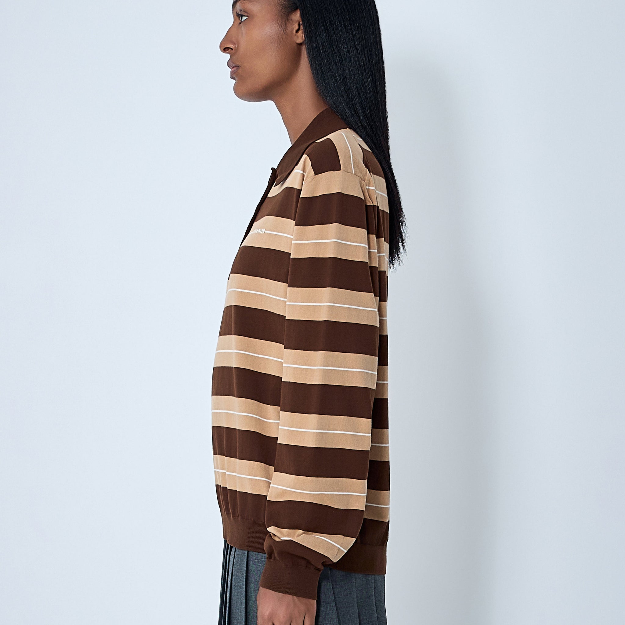 Miu Miu Women Cotton Striped Polo Shirt