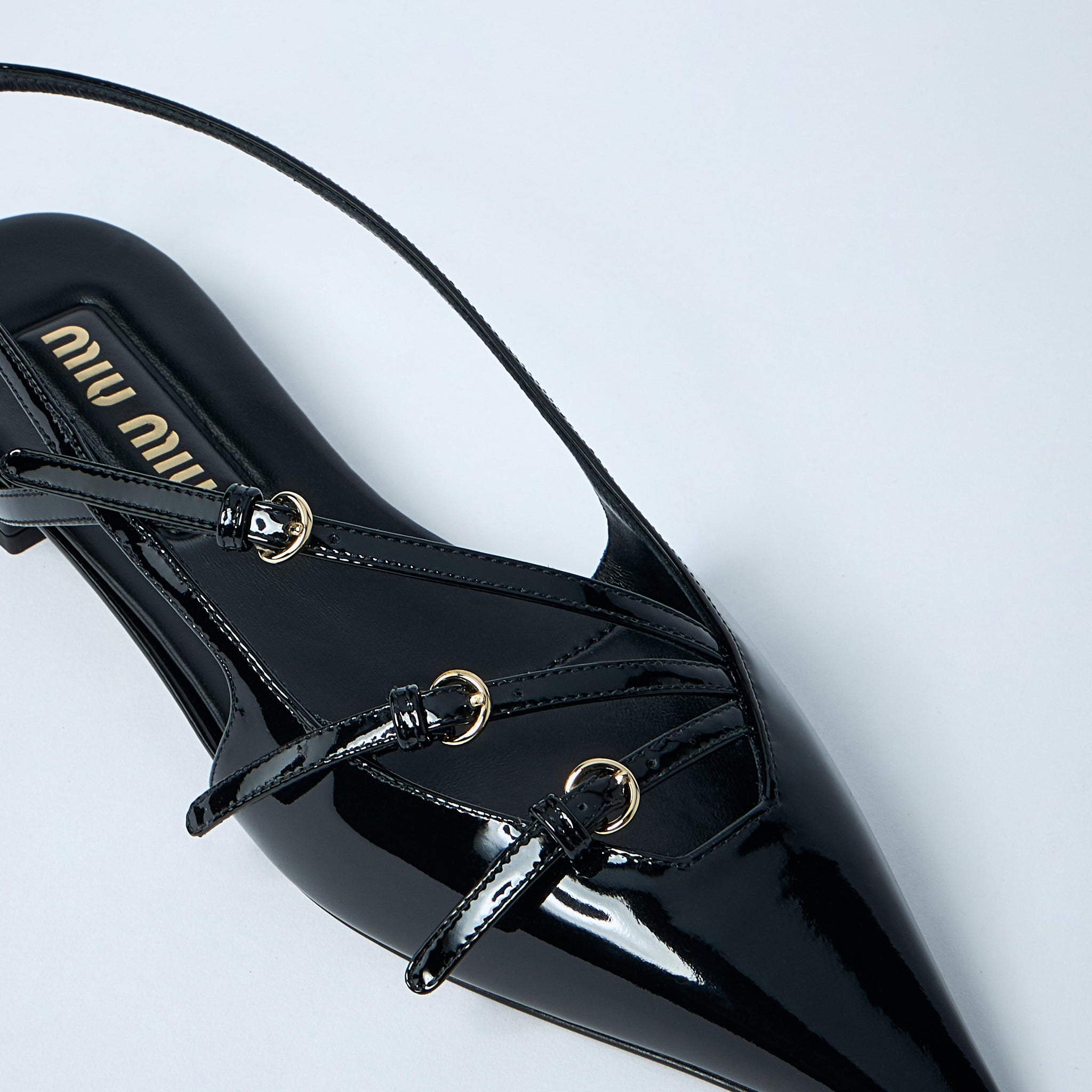 Miu Miu Women Patent Leather Slingback Ballerina Flats