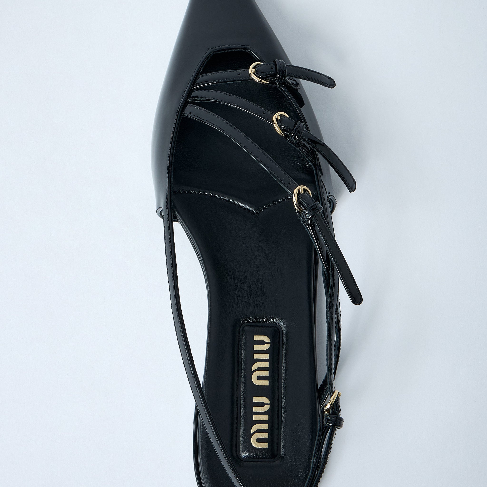 Miu Miu Women Patent Leather Slingback Ballerina Flats
