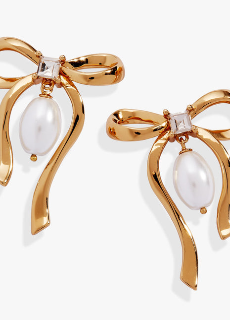 Bow Pearl Coquette Statement Drop Earring