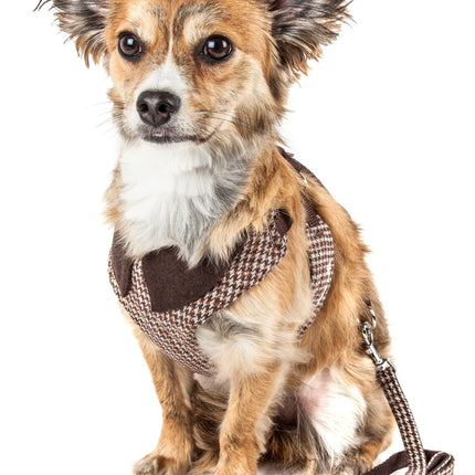 Houndsome Adjustable Wool-Touch Pet Harness & Leash Duo