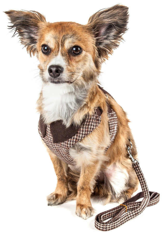 Houndsome Adjustable Wool-Touch Pet Harness & Leash Duo