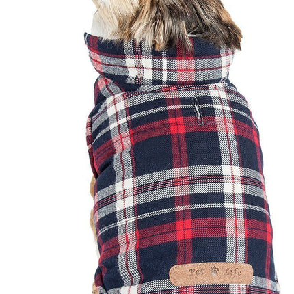 Puddler Insulated Cotton & Sherpa Plaid Reversible Dog Coat