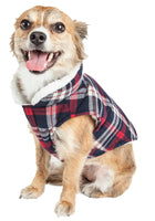 Puddler Insulated Cotton & Sherpa Plaid Reversible Dog Coat