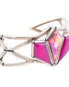 Pink Agate and Coral Matrix Golden Cuff Bracelet
