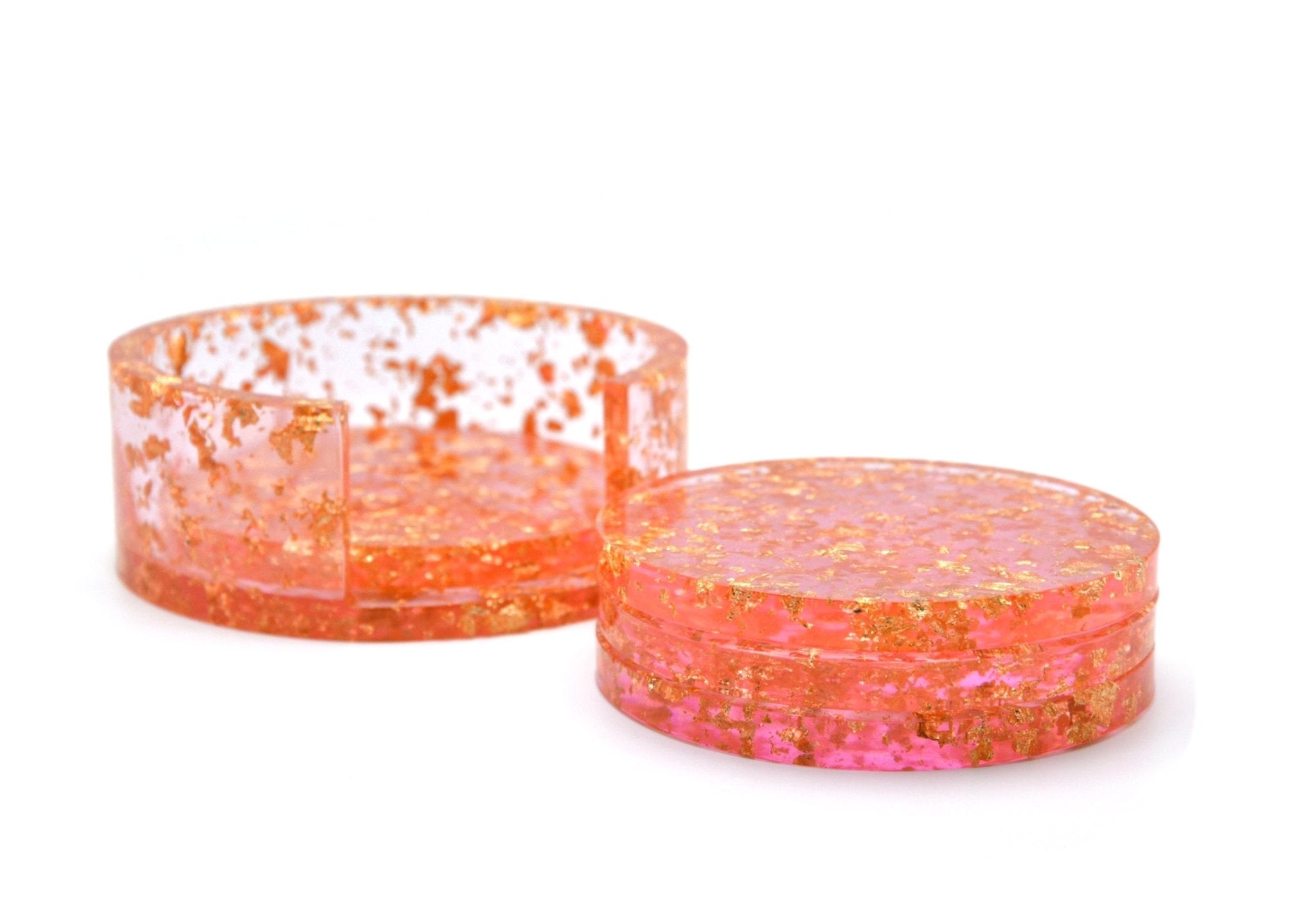 PINK GOLD LEAF COASTER SET SAVAGE HOME House of Savage