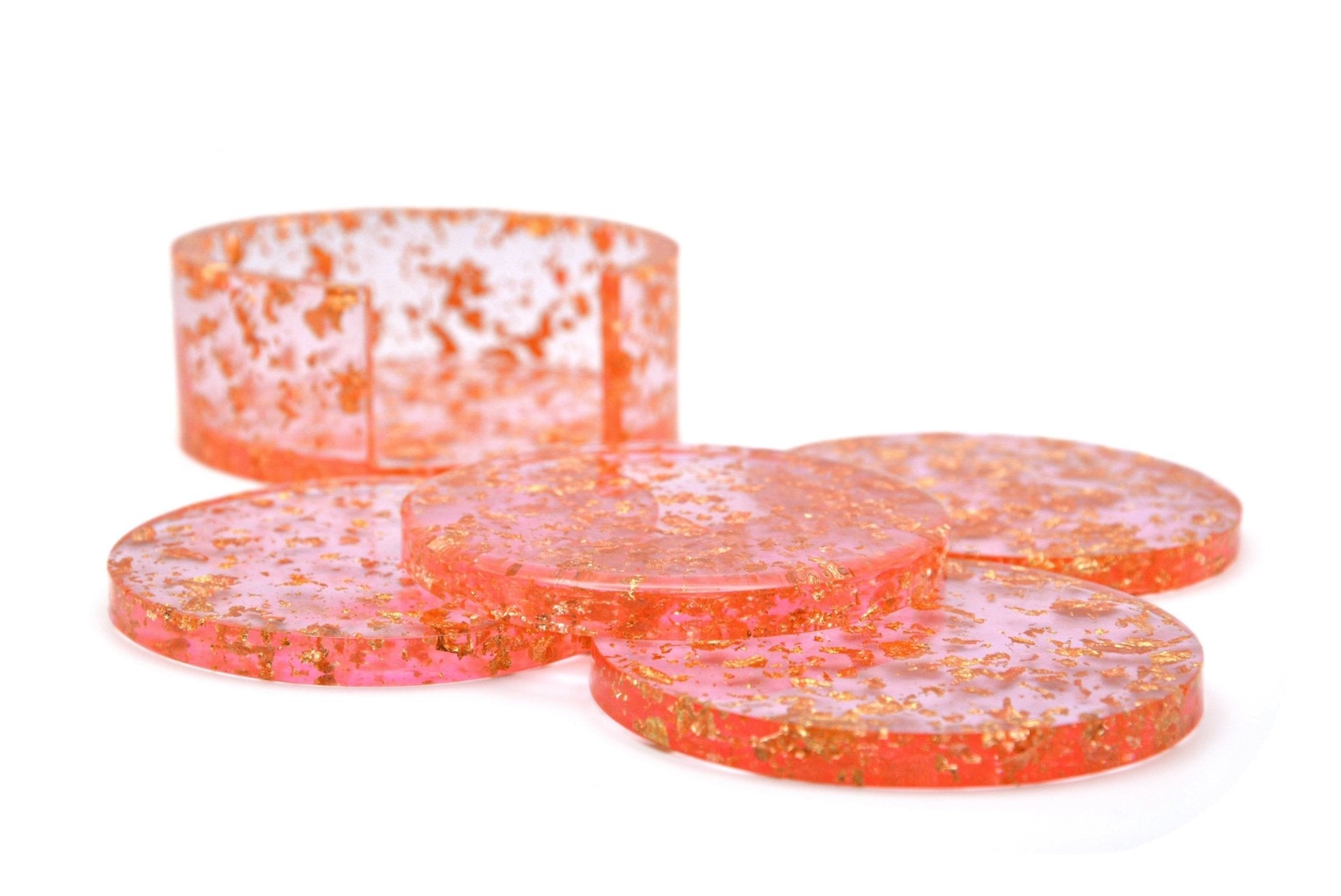 PINK GOLD LEAF COASTER SET SAVAGE HOME House of Savage