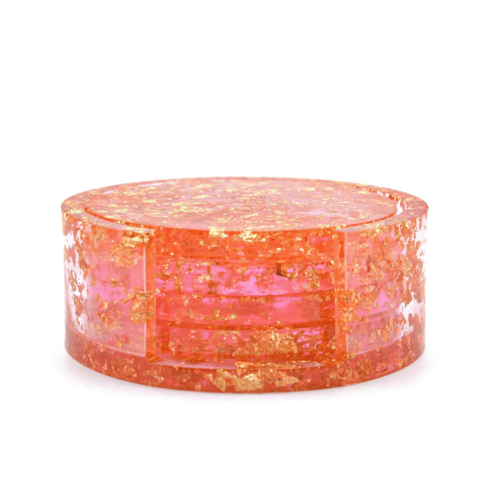 PINK GOLD LEAF COASTER SET SAVAGE HOME House of Savage