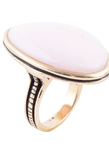 Pink Opal Golden Statement Ring