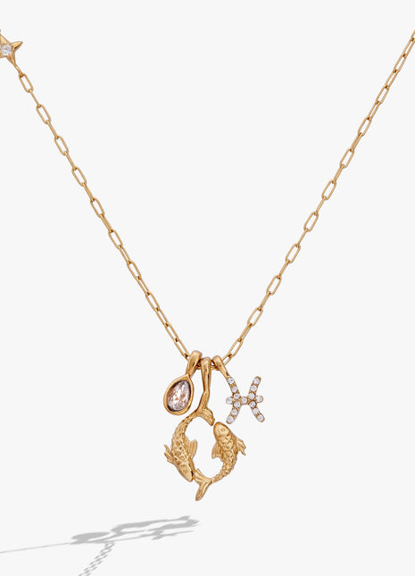 Pisces Zodiac Charm Cluster Necklace