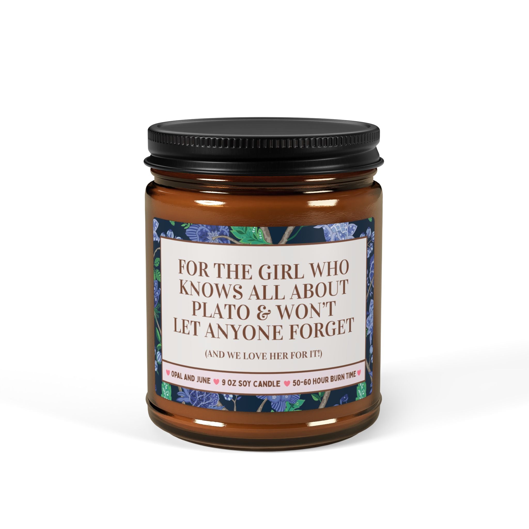 For the Girl Who Knows All About Plato Candle 9oz Amber Home Decor Opal and June