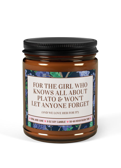 For the Girl Who Knows All About Plato Candle 9oz Amber Home Decor Opal and June
