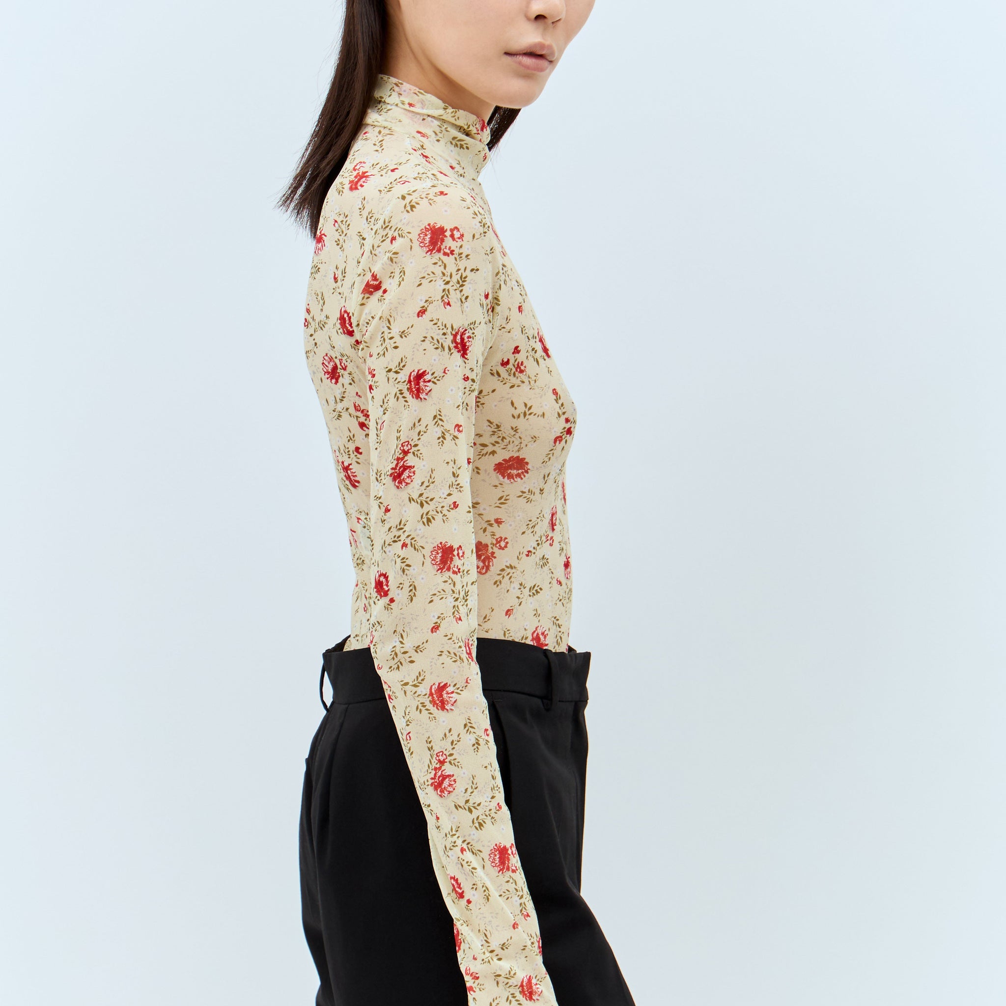 Prada Women Printed Stretch Tulle Bodysuit
