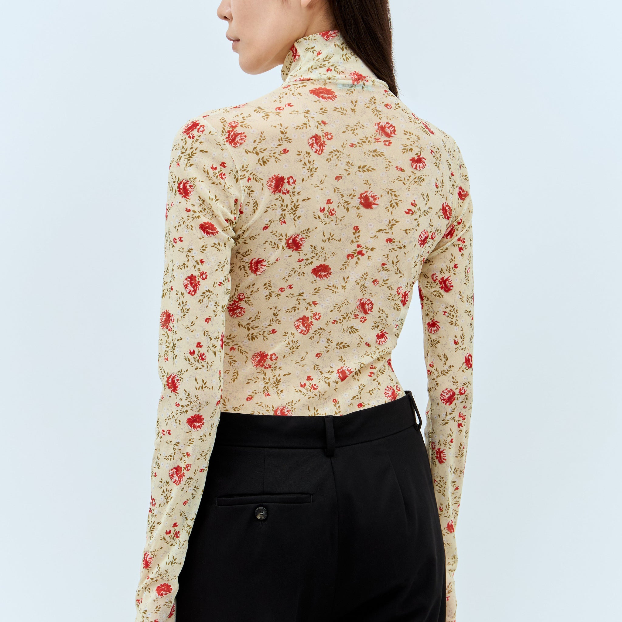 Prada Women Printed Stretch Tulle Bodysuit