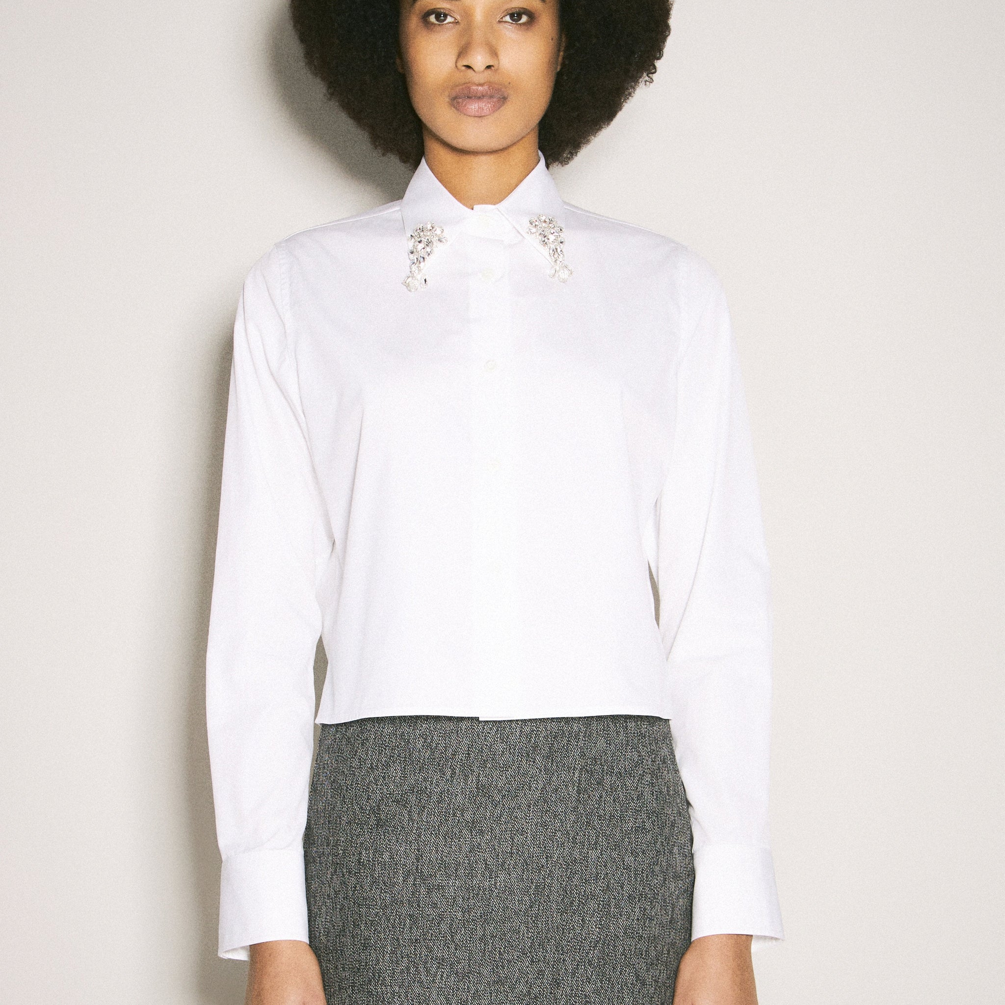 Prada Women Embroidered Poplin Shirt