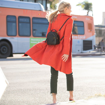 SUSU Small Black Leather Backpack Purse for Women Convertible Crossbody Bag