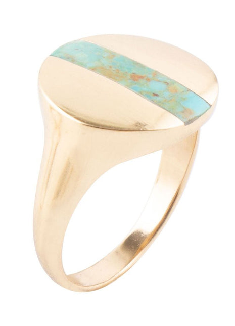 Signet Turquoise and Bronze Circle Ring