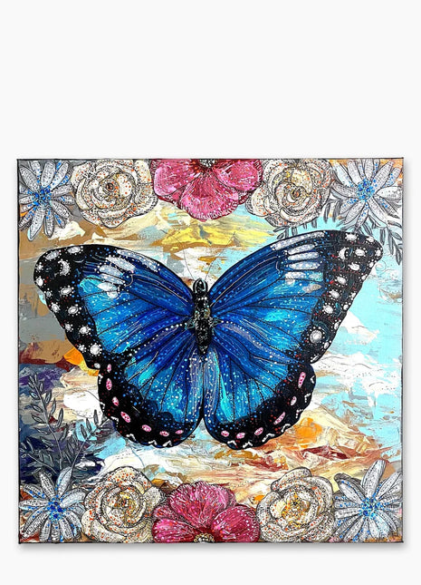 Sky Diamonds Butterfly Floral ( Original Painting )