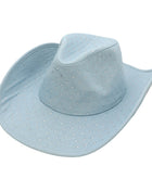 Sparkling Rhinestone Embellished Denim Cowboy Fedora Hat
