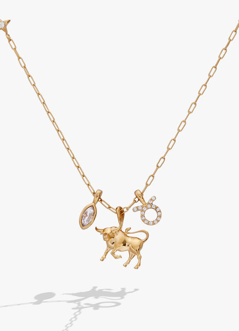 Taurus Zodiac Charm Cluster Necklace