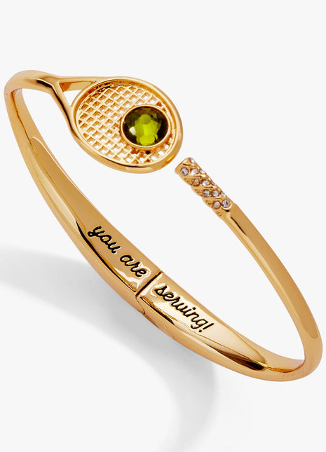 Tennis Racket 'You Are Serving' Hinge Cuff Bracelet