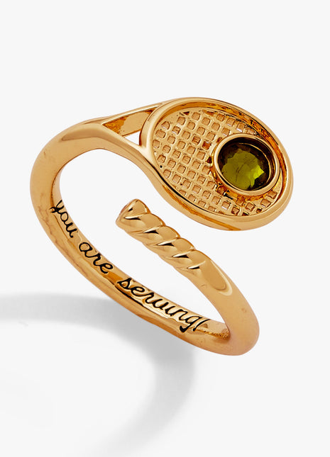 Tennis Racket 'You Are Serving' Wrap Ring