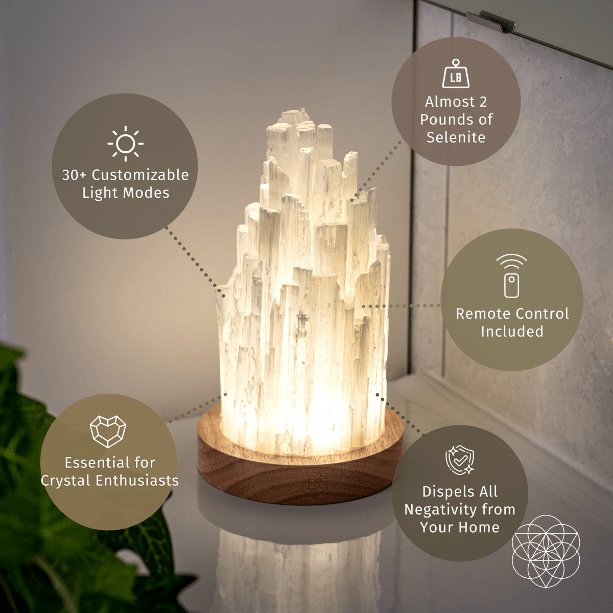 The Cleanse-All Selenite Lamp - 2 Pounds of Healing Power Night Light Conscious Items