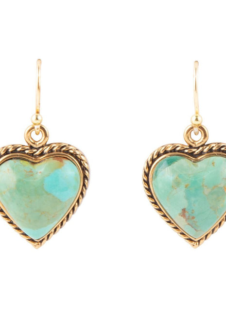 Blue Turquoise Rope My Heart and Golden Earrings