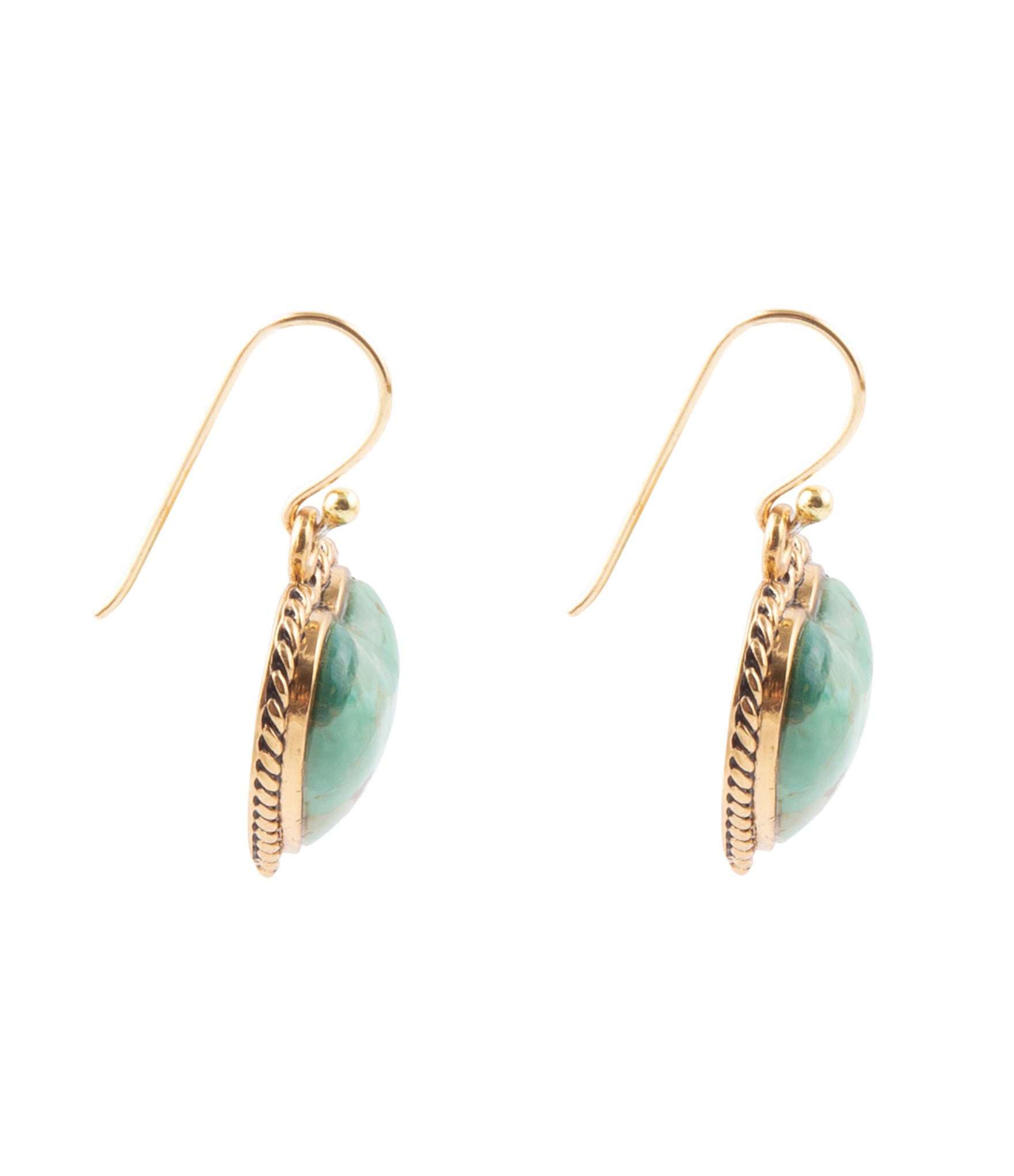 Blue Turquoise Rope My Heart and Golden Earrings