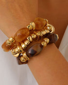 Vintage Irregular Resin Silver Chip Bracelet Set